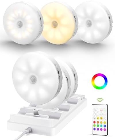 EZVALO RGB Puck Lights with Charging Station, Motion Sensor Cabinet Lights by EZVALO