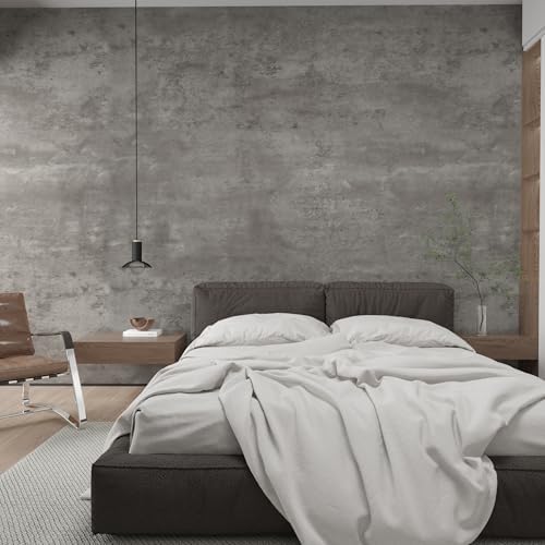 31"×354" Large Size 3D Wide Thick Grey Concrete Wallpaper Peel and Stick Light by 3YECAO