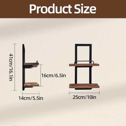 Floating Shelves, 2-Tier Vertical Wall Mounted Shelf Hanging Planter Display - Image 2
