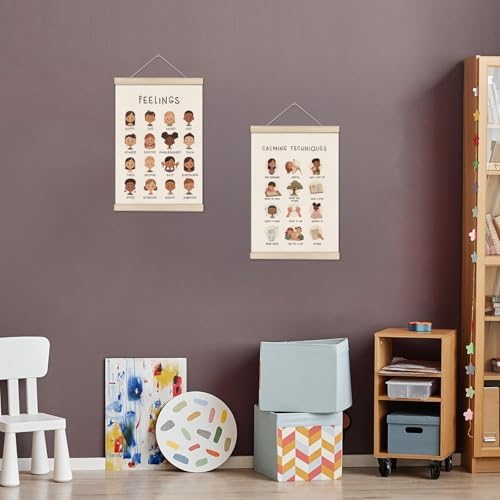 Emotions Feelings Chart for Kids, Calming Techniques Poster Hanger Frame - Image 6