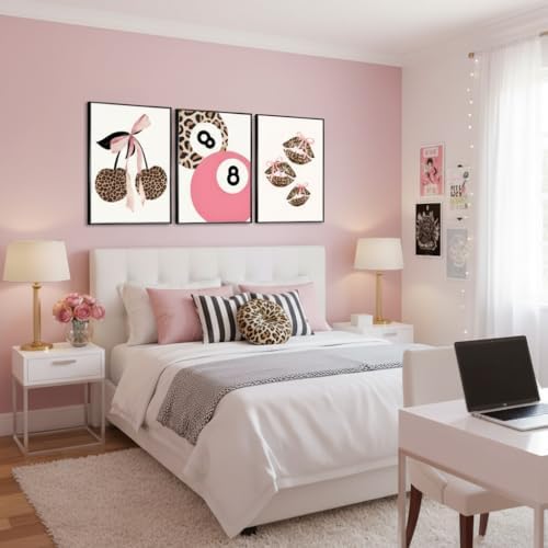 FTHMTN Pink Leopard Lucky 8 Ball Wall Art Set of 3 Unframed 16x24in - Image 3
