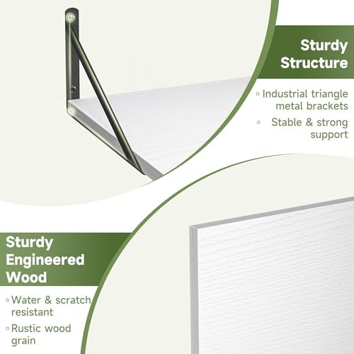 Heimlove 16W x 12D Deep Floating Shelves Set of 4 White - Image 5