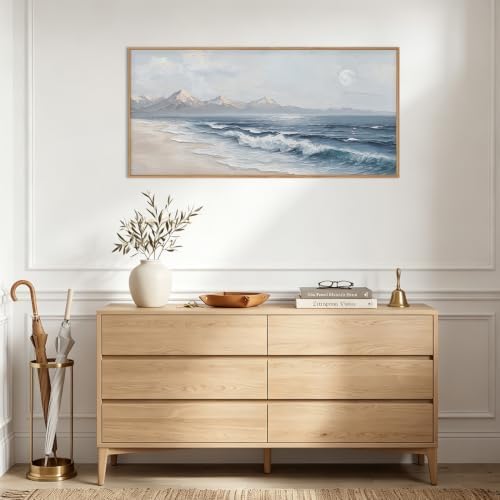 HLNIUC Blue Ocean Wave Framed Canvas Wall Art, Large Modern Sea Beach, Abstract - Image 4