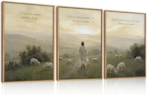 BINCUE Large Christian Wall Art Framed Jesus Lamb Artwork Christian Scripture - Image 6