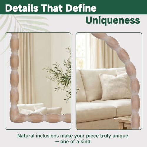 36"x24" Arched Solid Wood Farmhouse Decorative Wall Mirror - Image 4