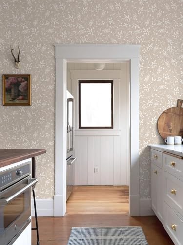 Ismoon Floral Wallpaper Peel and Stick Brown Neutral Contact Paper Wildflowers - Image 5