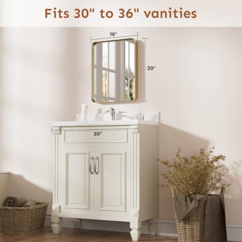 Kosmonia 20x16 Inch Bathroom Vanity Mirror Brushed Champagne Gold - Image 2