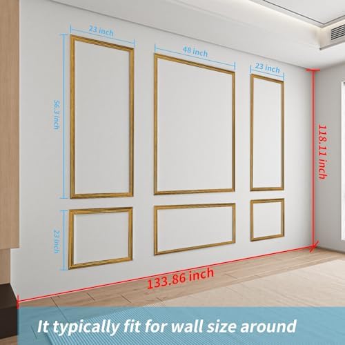 Art3d Pre-Cut Wall Molding Set of 6 pcs, 3 Top 3 Bottom, Antique Gold - Image 7