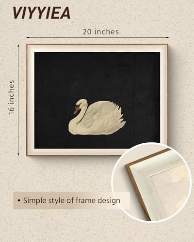 VIYYIEA Framed Zwaan Swan Wall Art, Vintage Animal Artwork, 20×16 Inch - Image 2