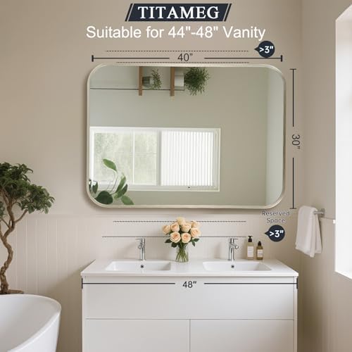 Brushed Nickel Bathroom Mirror for Over Sink, Modern Decorative Vanity Mirror - Image 6