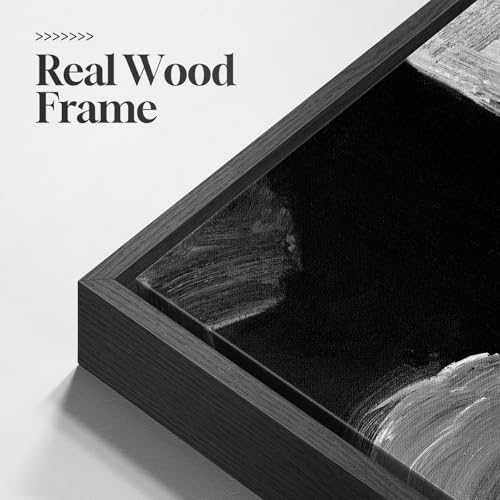 Large Framed Black and White Gray Abstract Wall Art Set, 3 Piece 24x36 Inch - Image 5