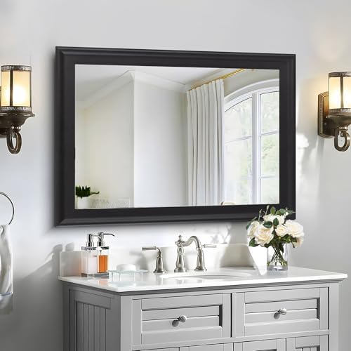Black 30 x 40 Inch Rectangle Vanity Wall Mirror - Image 3