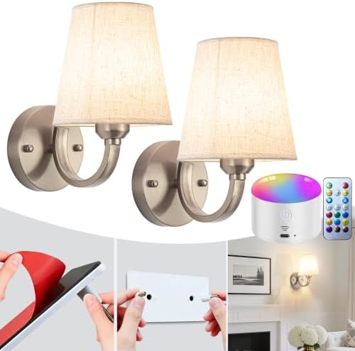 YHCDLAMP Peel and Stick Wall Sconces, No Drilling Stick On Wall Sconce by YHCDLAMP