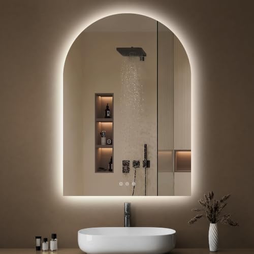 28"x40" Arched LED Lighted Bathroom Mirror by OUMUSUMIRROR