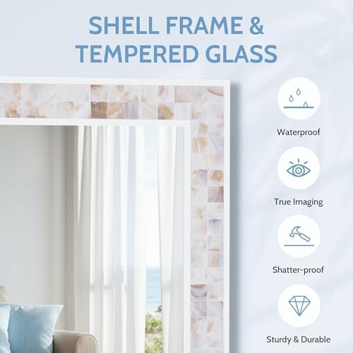 Tanmicoshomy Bathroom Rectangle Mirror 24 x 36 Inch, Coastal Wall Decor - Image 2