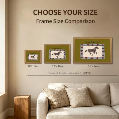 Framed Western Cowboy Wall Art Horse Giddyup canvas Print Decor - Image 6