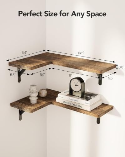 Amada Corner Floating Shelves, Paulownia Wood - Image 3