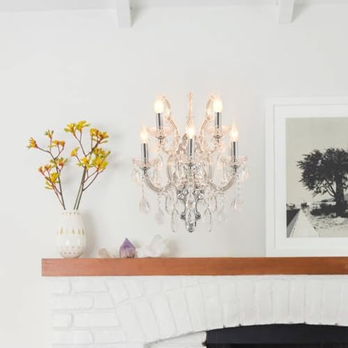 YLONG-ZS Large Modern Crystal Wall Sconce， Lights-5 Light Crystal Wall Sconce - Image 4