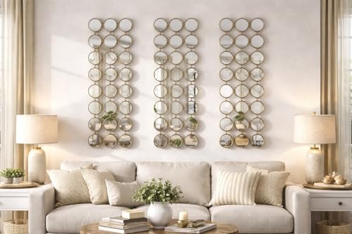 Gold Multi Mirror Wall Decor, 24 Mini Mirrors, 40.5 x 14.5 in - Image 3