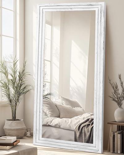 76x34in Full Length Mirror, 3-Tier Stepped Solid Wood Frame by ABSWHLM
