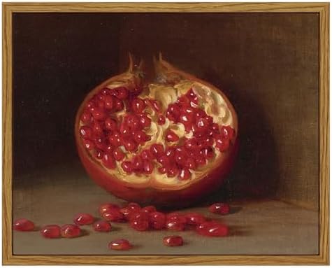 ARPEOTCY Vintage Still Life Wall Art, Pomegranate Fruit Framed Canvas Art Home by ARPEOTCY