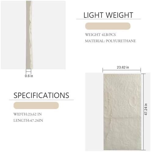 4-Pack 3D Faux Stone Wall Panels Rock Wall Panel White - Image 2