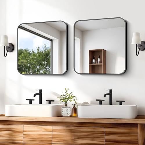 Black Bathroom Mirror, 18 x 18 inch Square Mirrors - Image 6