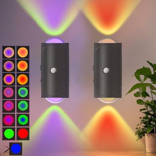 Rechargeable Motion Sensor Night Light, Magnetic RGB Wall Sconces 2 Pack by NINE+SQUARE+EGOU