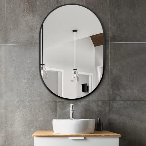 Delma 36x24 Black Oval Bathroom Mirror - Image 3