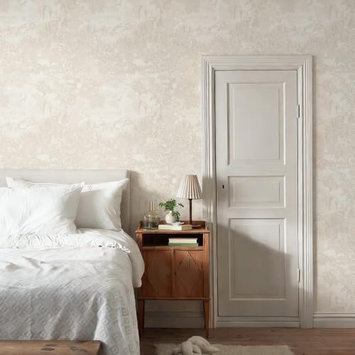 Ismoon Vintage Wallpaper Peel and Stick Beige Neutral Wallpaper 17.3in x32.8ft - Image 7