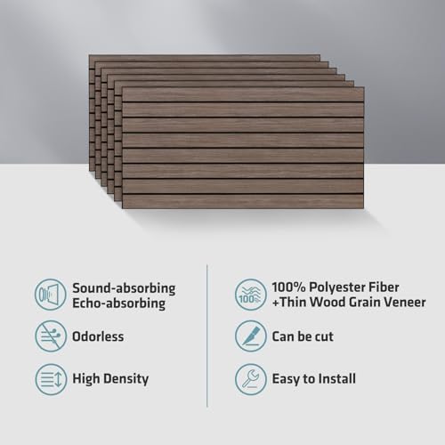 6 Pack 47.2"x23.6" Acoustic Panels, Sound Absorbing Panels, Natural-Walnut - Image 5