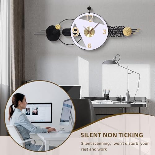51x21 Inch Modern Abstract Silent Wall Clock Battery Powered - Image 4