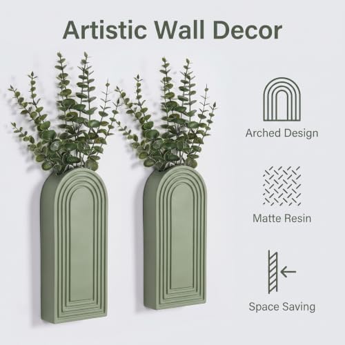 Dnnnii 2 Pack Wooden Wall Vase Set - Image 2