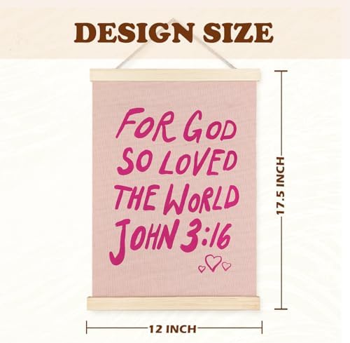 Supwhd Christian Wall Decor, Trendy Preppy Pink Bible Verse Wall Art - Image 6