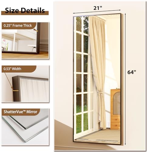 GLSLAND 64"x21" Full Length Mirror, Full Body Mirror - Image 5