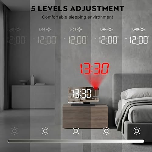 Projection Clock, Alarm Clocks for Bedrooms, 7.3" Bedside Clock - Image 6