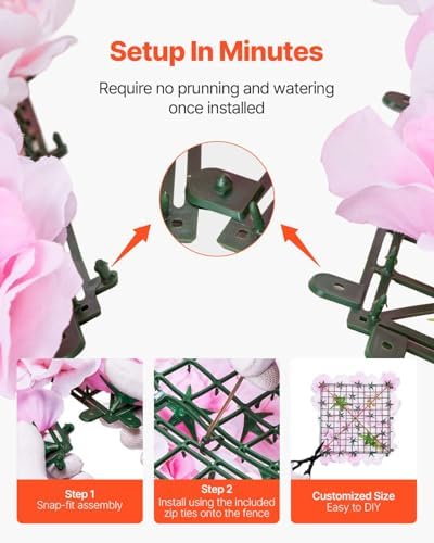 VEVOR 3D Flower Wall Panel, Artificial Floral Wall Background Mesh Backing Mat - Image 4
