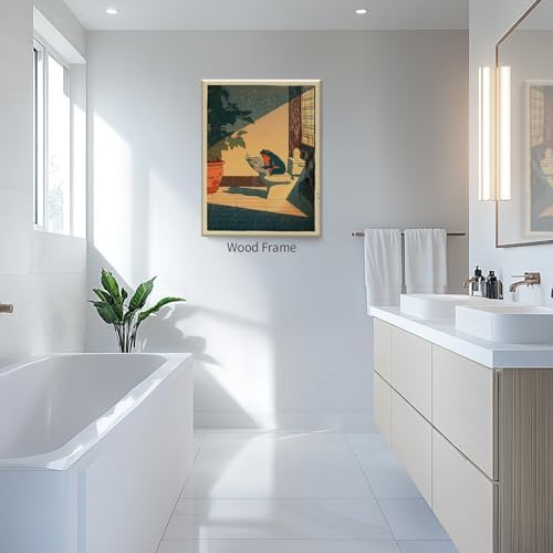 Japanese Frog Framed Wall Art Cute Animal Canvas Print Funny Frog On The Toilet - Image 6