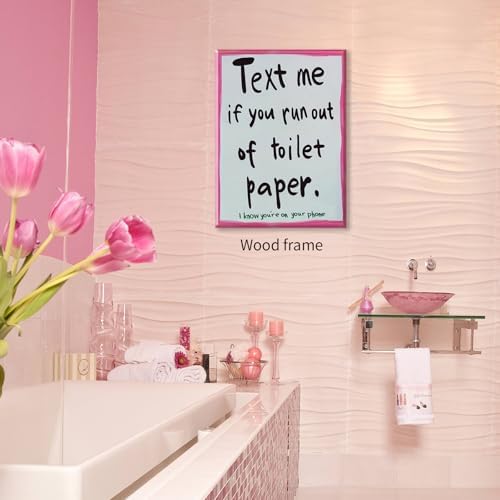 Pink Funny Bathroom Poster Text Me If You Run Out Of Toilet Paper Wall Art - Image 4