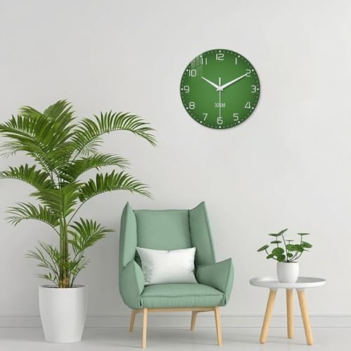 XNM Glass Minimalist Green Wall Clock 12 Inch - Image 6