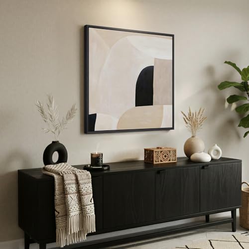Framed Square Neutral Minimalist Abstract Wall Art - Image 3