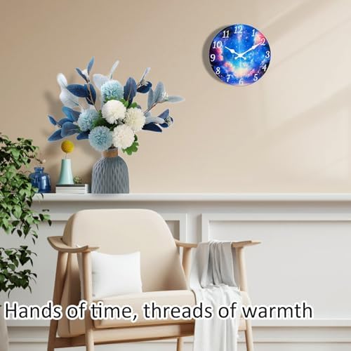 Glass Wall Clocks Battery Operated, 8 Inch Galaxy Analog Clock - Image 2