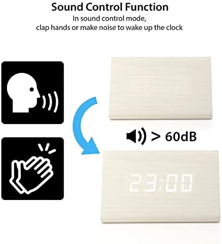 GEARONIC Digital Alarm Clock Wooden Alarm Clock Wood Modern Triangle Alarm - Image 2