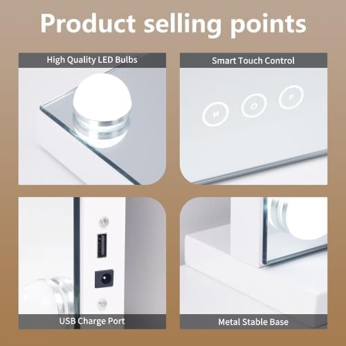 Vanity Mirror with Lights Lighted Makeup Mirror with Dimmable LED Bulbs - Image 7