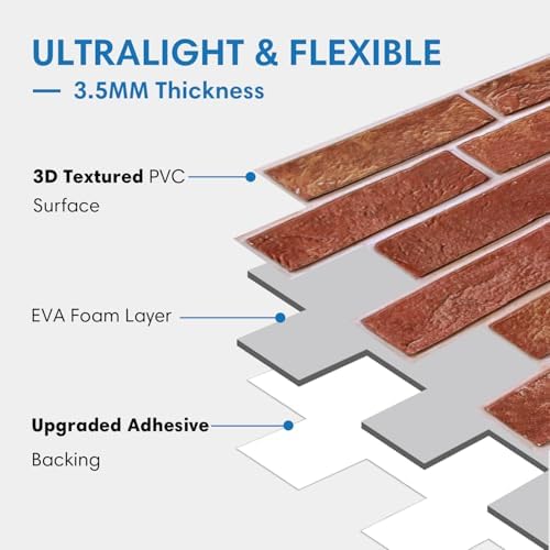 COMSTICKC 3D Faux Brick Wall Panels Peel and Stick Decorative Tiles Sticker - Image 4