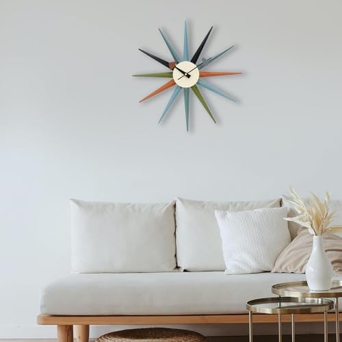 Large Sunburst Wall Clock 18 Inch, Mid Century Modern - Image 2