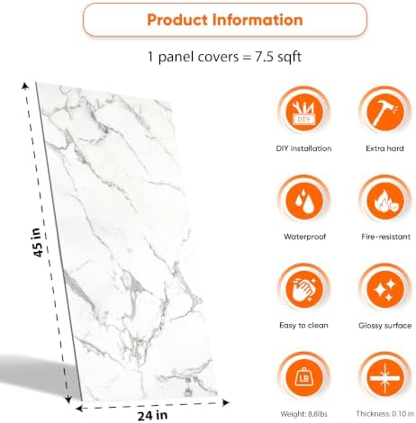 4 Pcs 24"x45" PVC Marble Wall Panels - Image 2