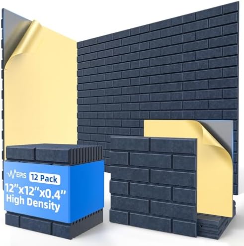 12 Pack Acoustic Panels with Self Adhesive Sound Proof Foam Panels by NEPIS