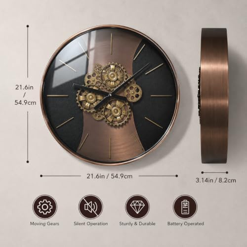 21.65 Inch Large Moving Gear Wall Clock - Image 6