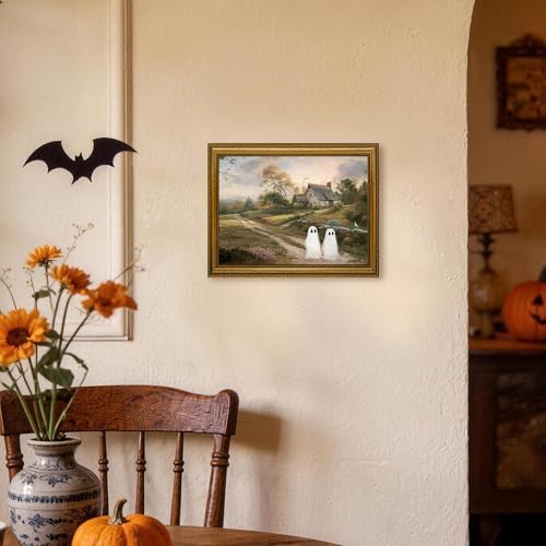 Halloween Vintage Ghost in Countryside Landscape Canvas Wall Art 12x16 in - Image 5